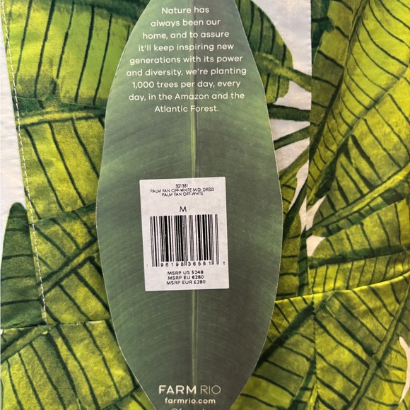 Farm Rio Palm Fan Off White Midi Dress M, New With Tags - Picture 5 of 6